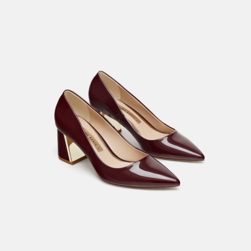 ZARA Burgundy Patent Heels
